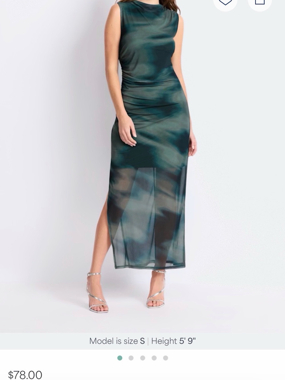 Sheer Teal Green Maxi Dress with Side Slit